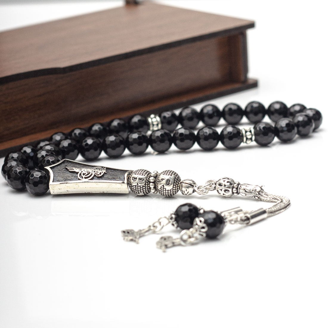 Tugra Onyx Initial Tasbih With 925s Silver Tassel