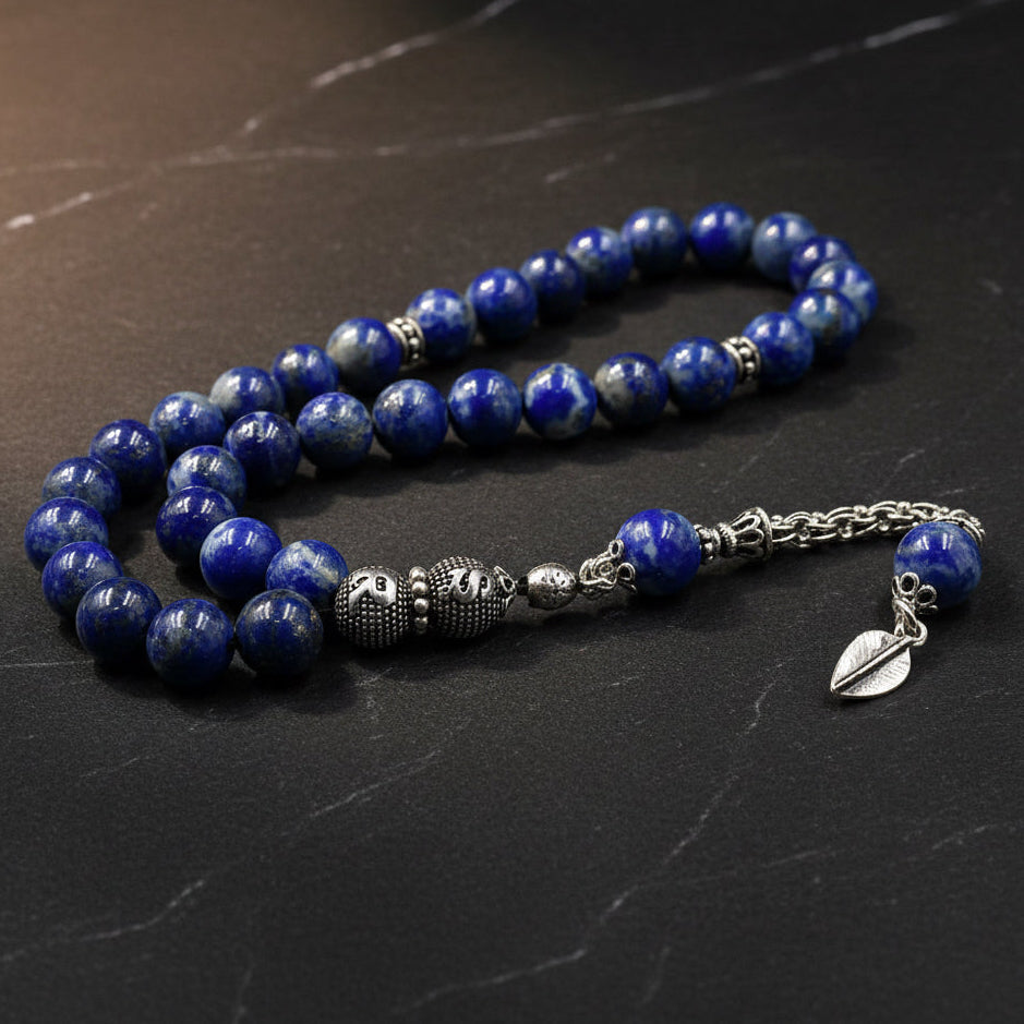 Lapis Lazuli Stone with Letters 925 Sterling Silver Tassel Tomb