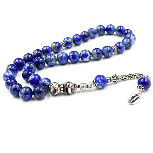 Lapis Stone Silver Tassel Initial Tasbih