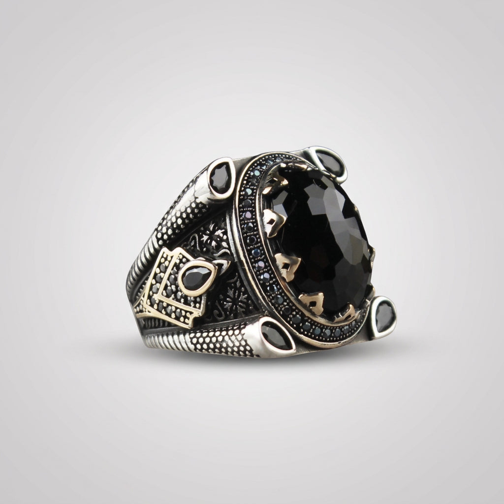 Black Royal Zircon Men's Ring | 925 Sterling Silver