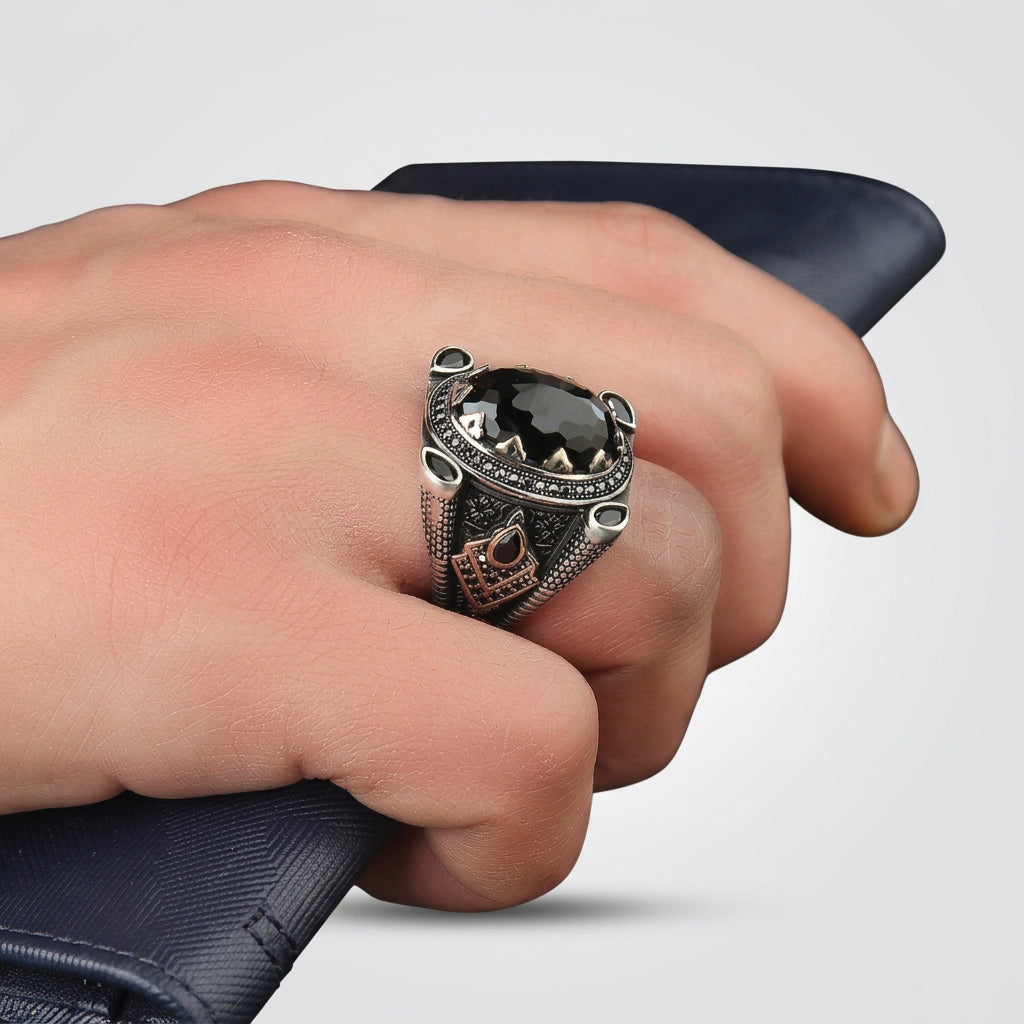 Black Royal Zircon Men's Ring | 925 Sterling Silver