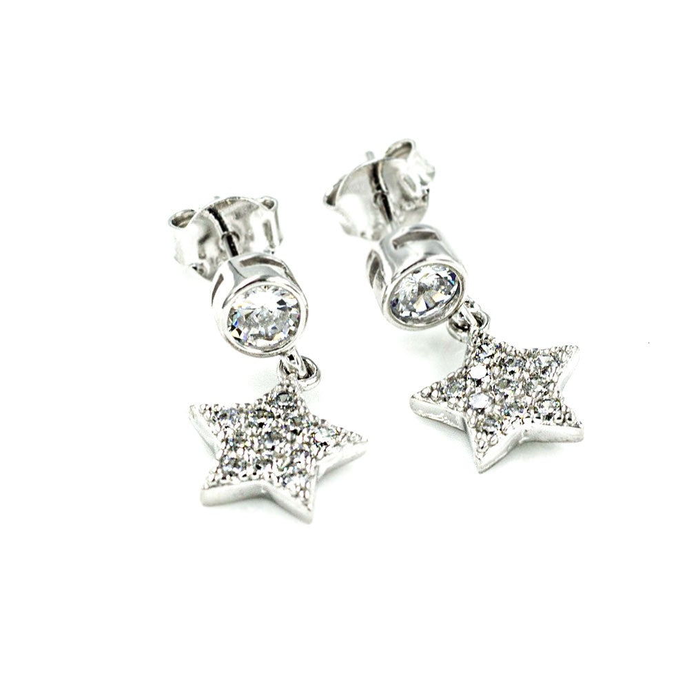 Sterling Silver Cubic Zirconia Star Earrings