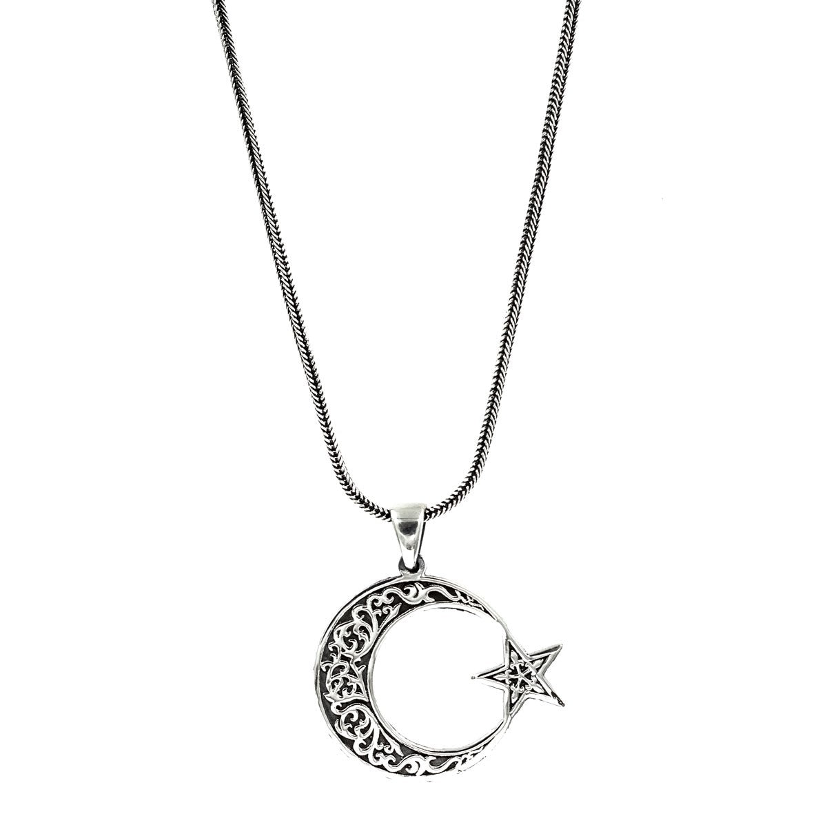 Moon Star Necklace in 925 Sterling Silver -3