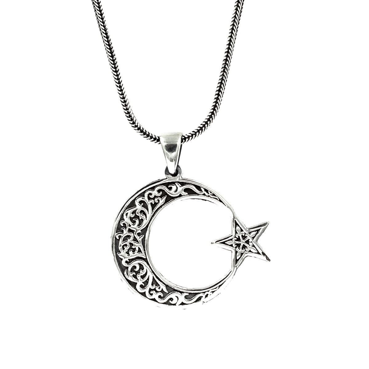 Moon Star Necklace in 925 Sterling Silver -3