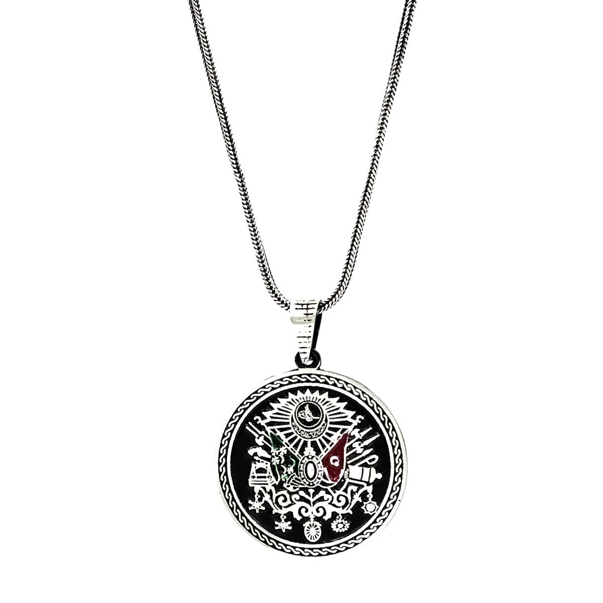 925s Silver Ottoman Coat of Arm Men's Necklace