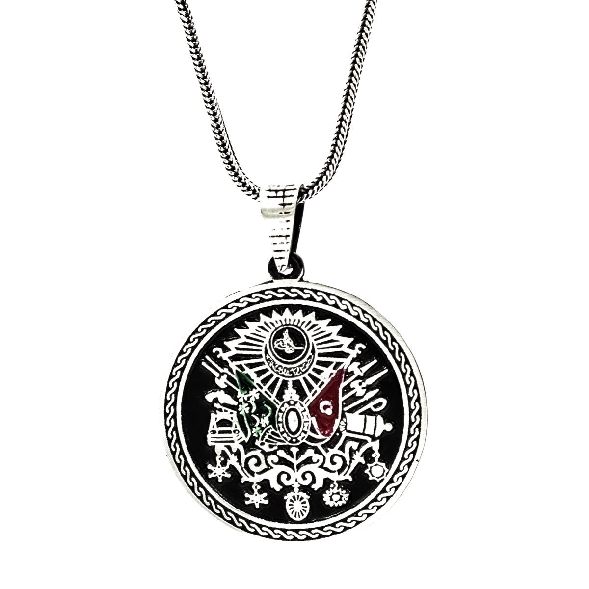 925s Silver Ottoman Coat of Arm Men's Necklace