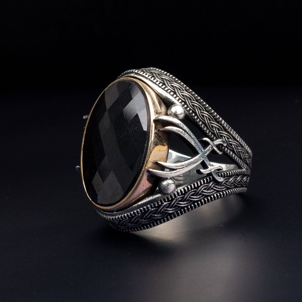 Onyx Stone Zulfiqar 925s Silver Ring