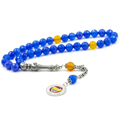 Fb agate stone silver rosary