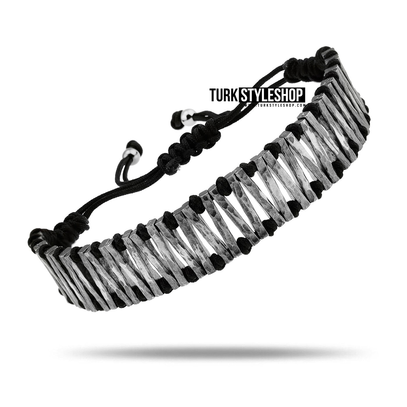 Mens Silver Macrame Bracelet