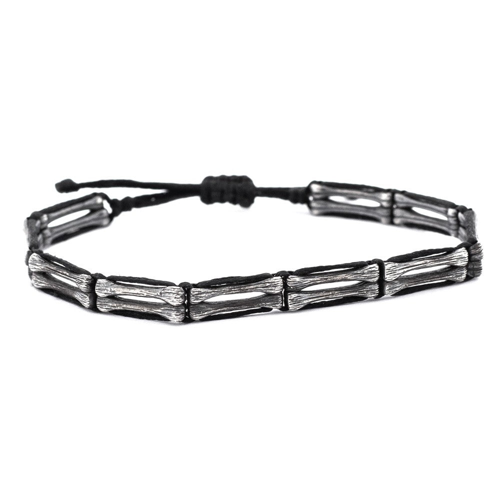 Mens Silver Macrame Bracelet