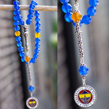 Fb agate stone silver rosary