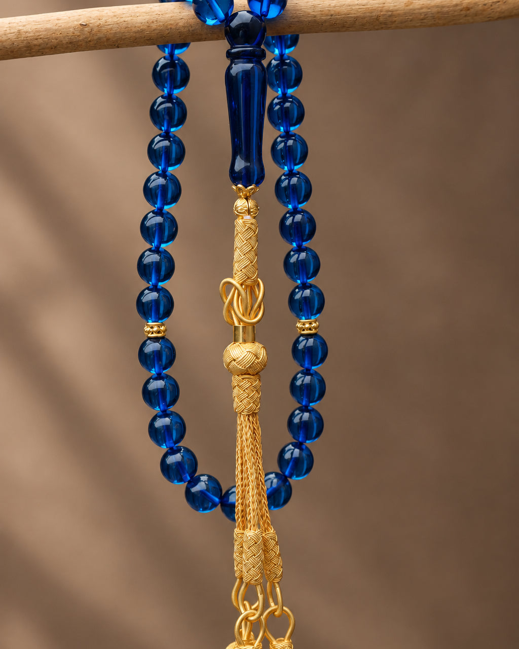 Blue Sapphire Amber Prayer Beads | 1000 Silver Kazaz Tassel