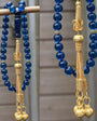 8mm Blue Certified Sapphire Enamel 1000 Sterling Silver Tassel Tesbih