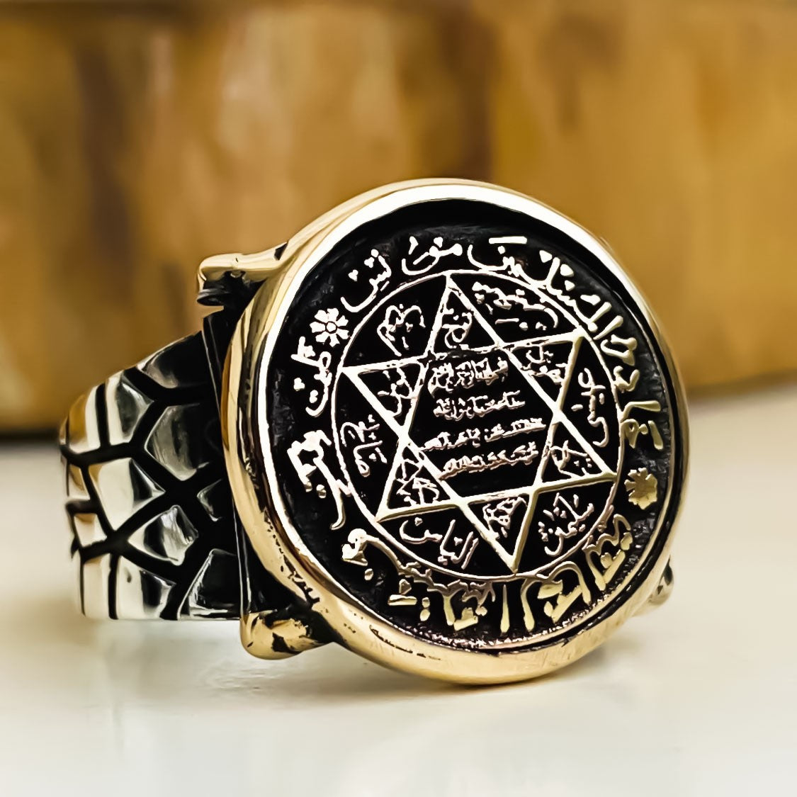 Solomon's Seal 925s Silver Signet Ring