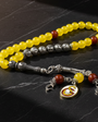 925 Sterling Silver Moon Star Gs Agate Stone with Isimli Rosary
