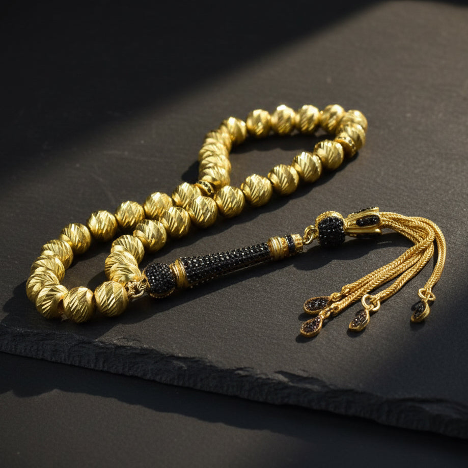 Gold plated zircon stone 925 sterling silver rosary