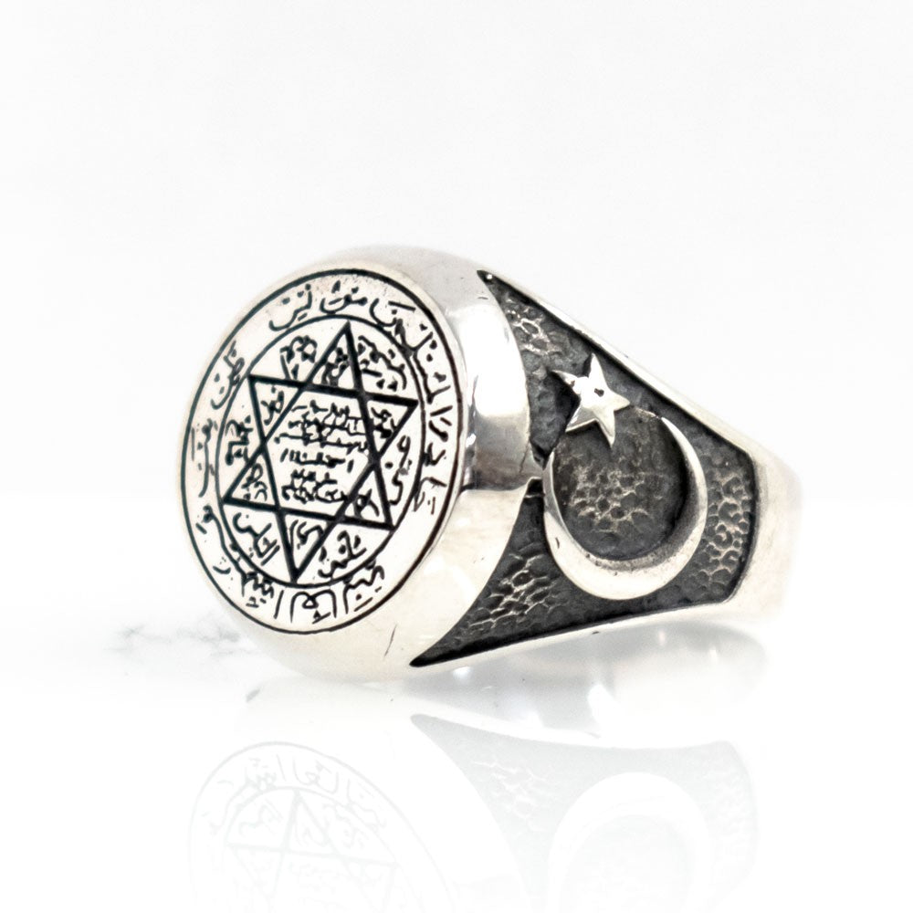 Solomon's Seal 925s Silver Signet Ring