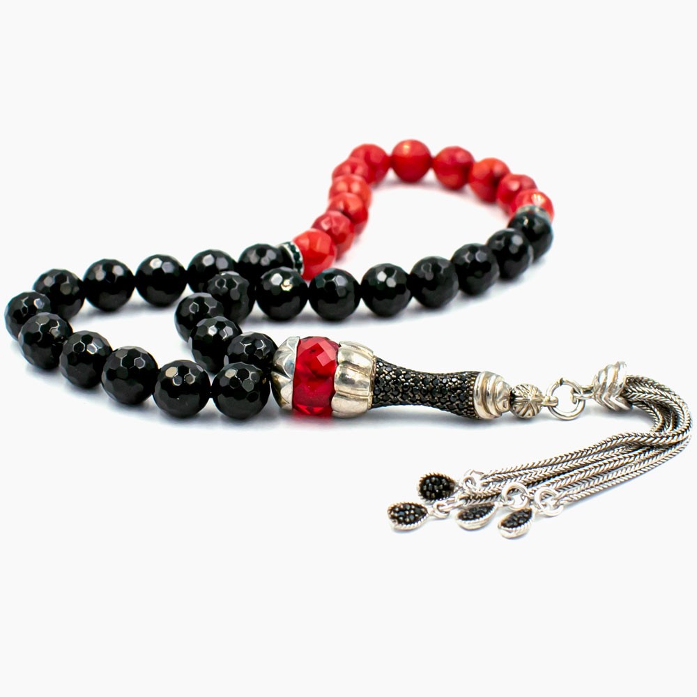 Onyx Stone Silver Prayer Beads