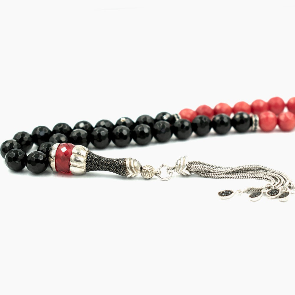 Onyx Stone Silver Prayer Beads