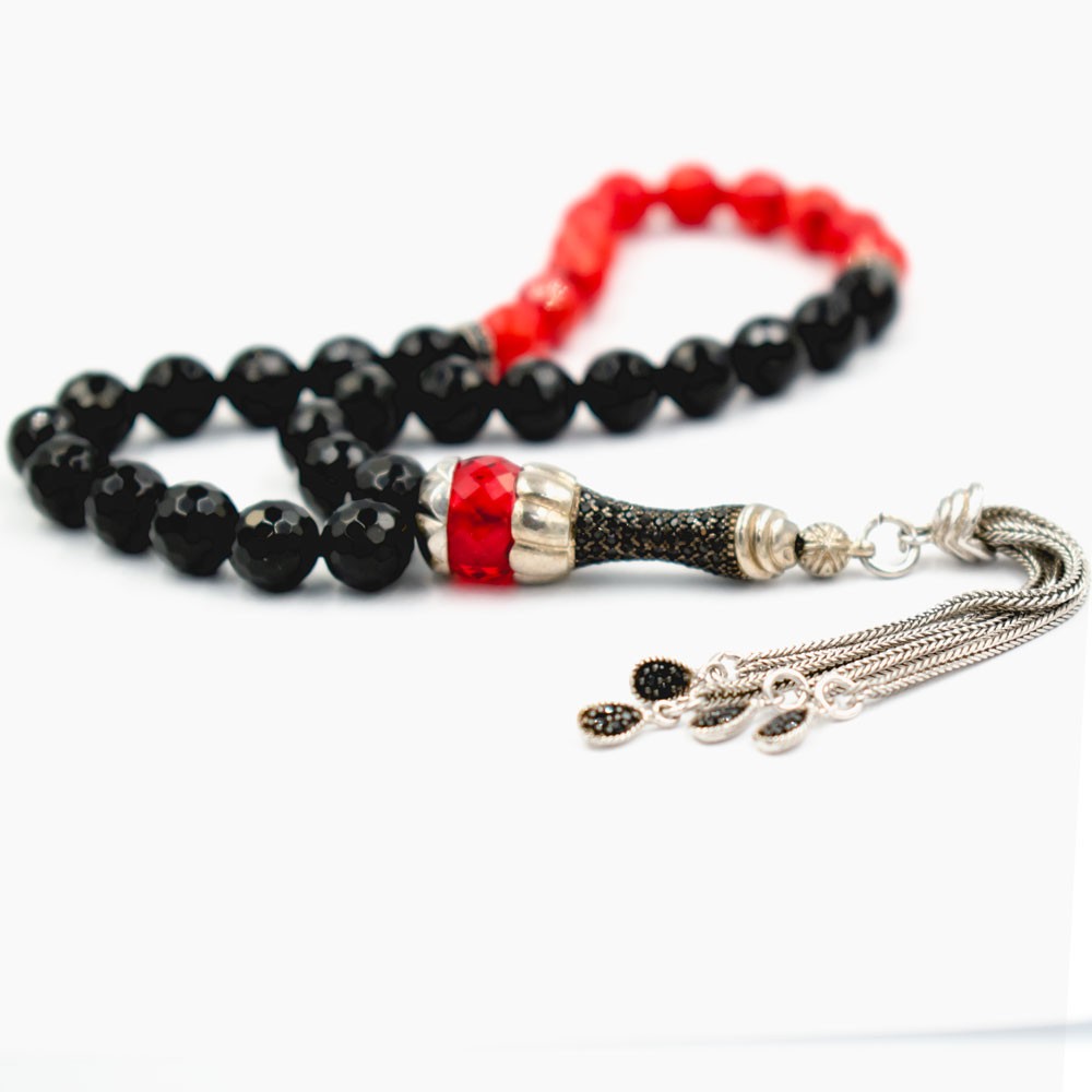 Onyx Stone Silver Prayer Beads