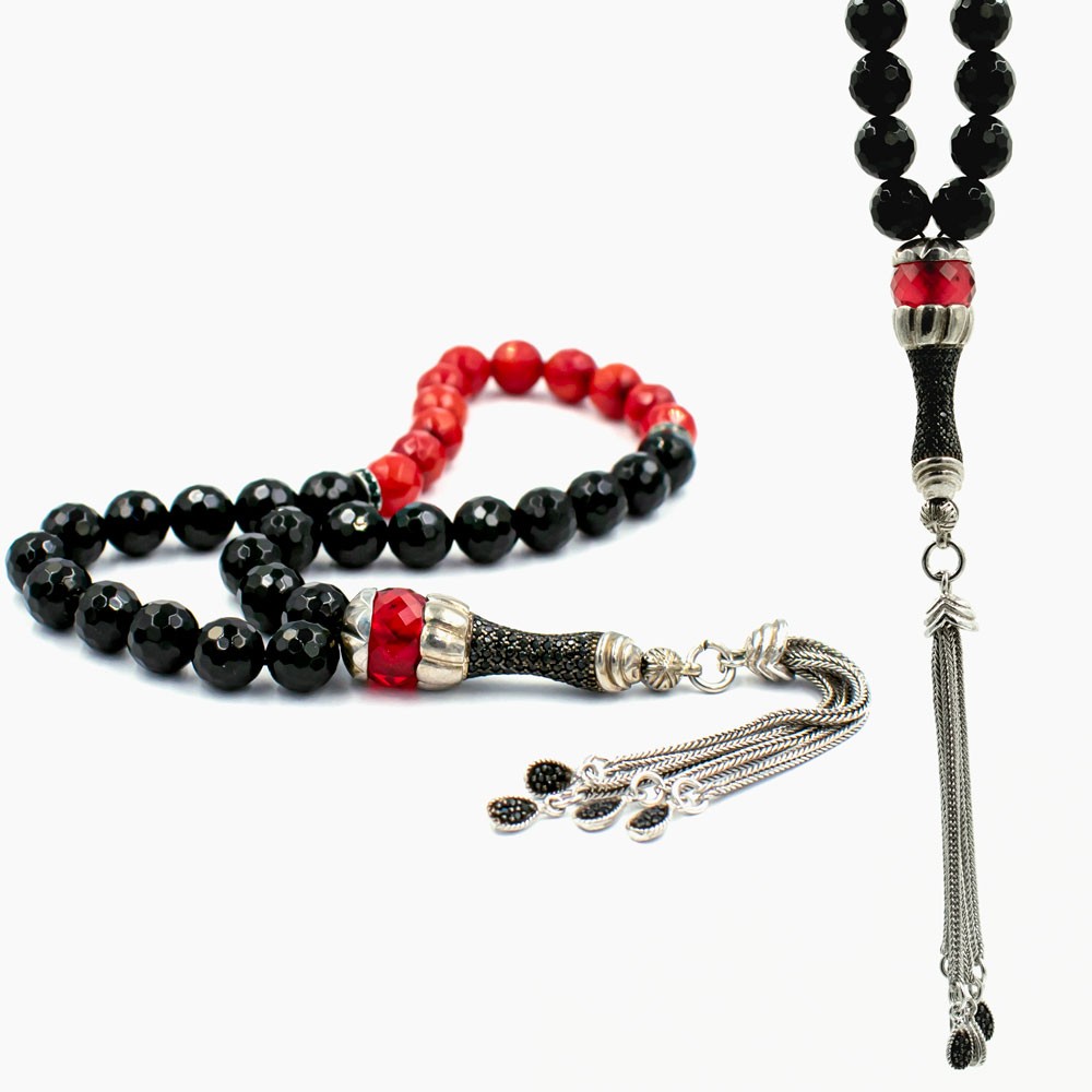 Onyx Stone Silver Prayer Beads