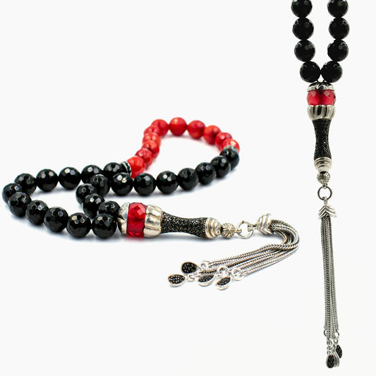 Onyx Stone Silver Prayer Beads