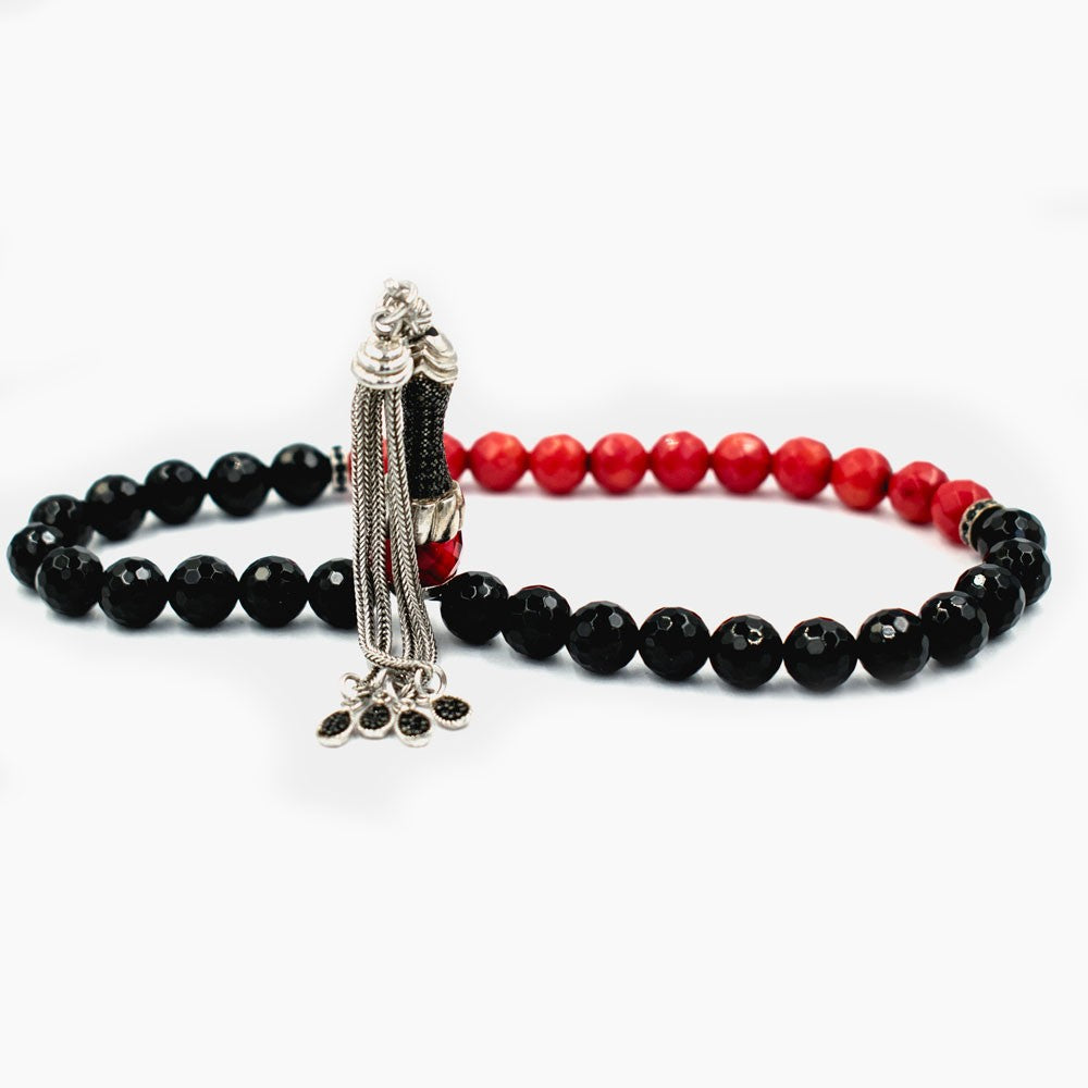 Onyx Stone Silver Prayer Beads