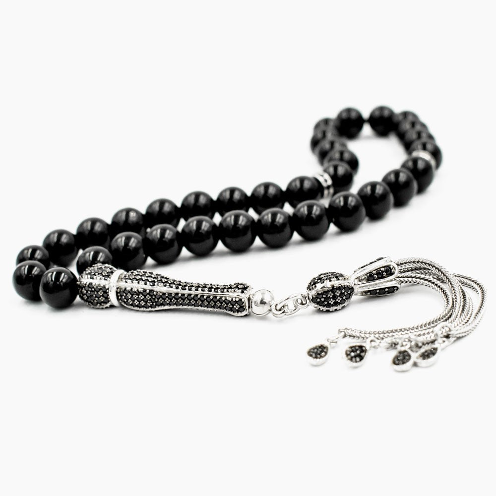 Onyx Stone Silver Prayer Beads Tasbih