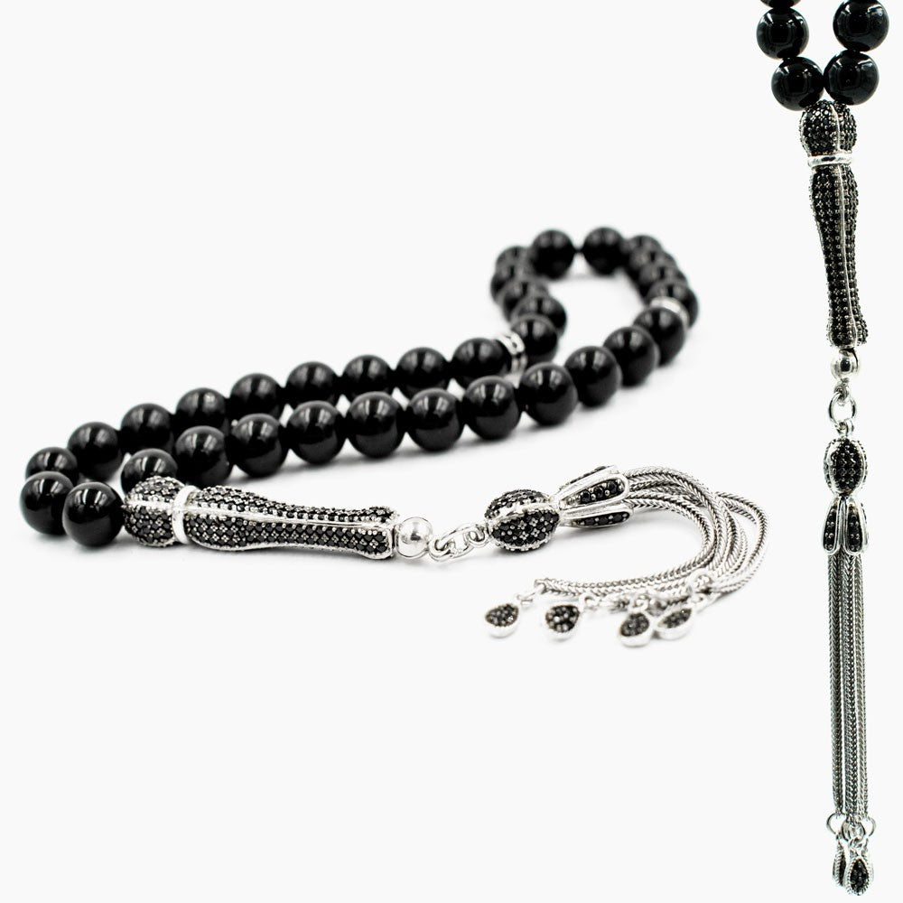 Onyx Stone Silver Prayer Beads Tasbih