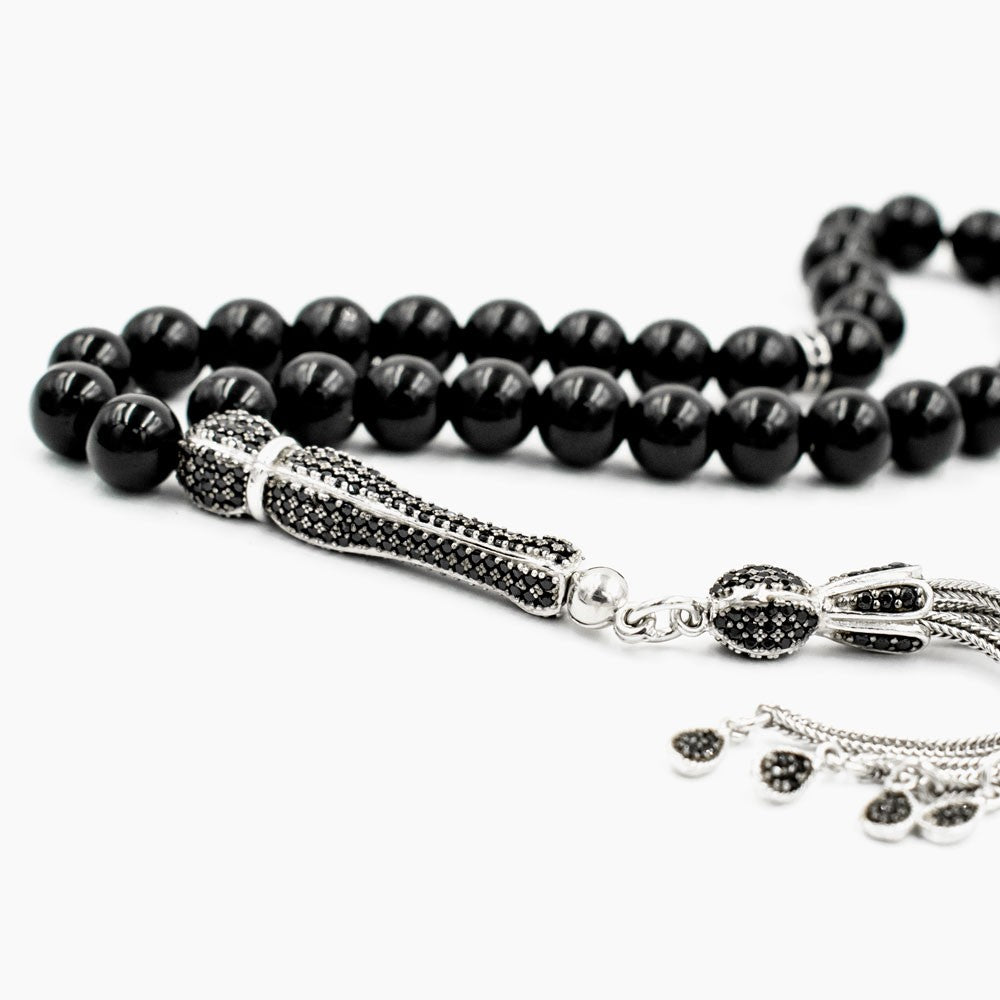 Onyx Stone Silver Prayer Beads Tasbih