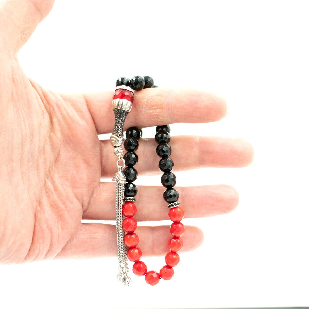 Onyx Stone Silver Prayer Beads