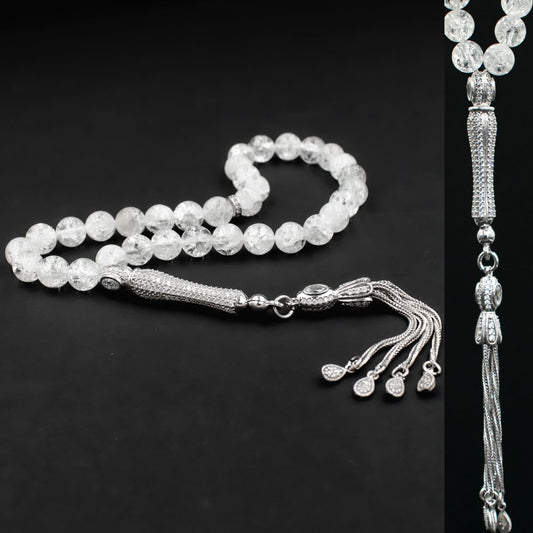 Stone Silver Prayer Beads Tasbih