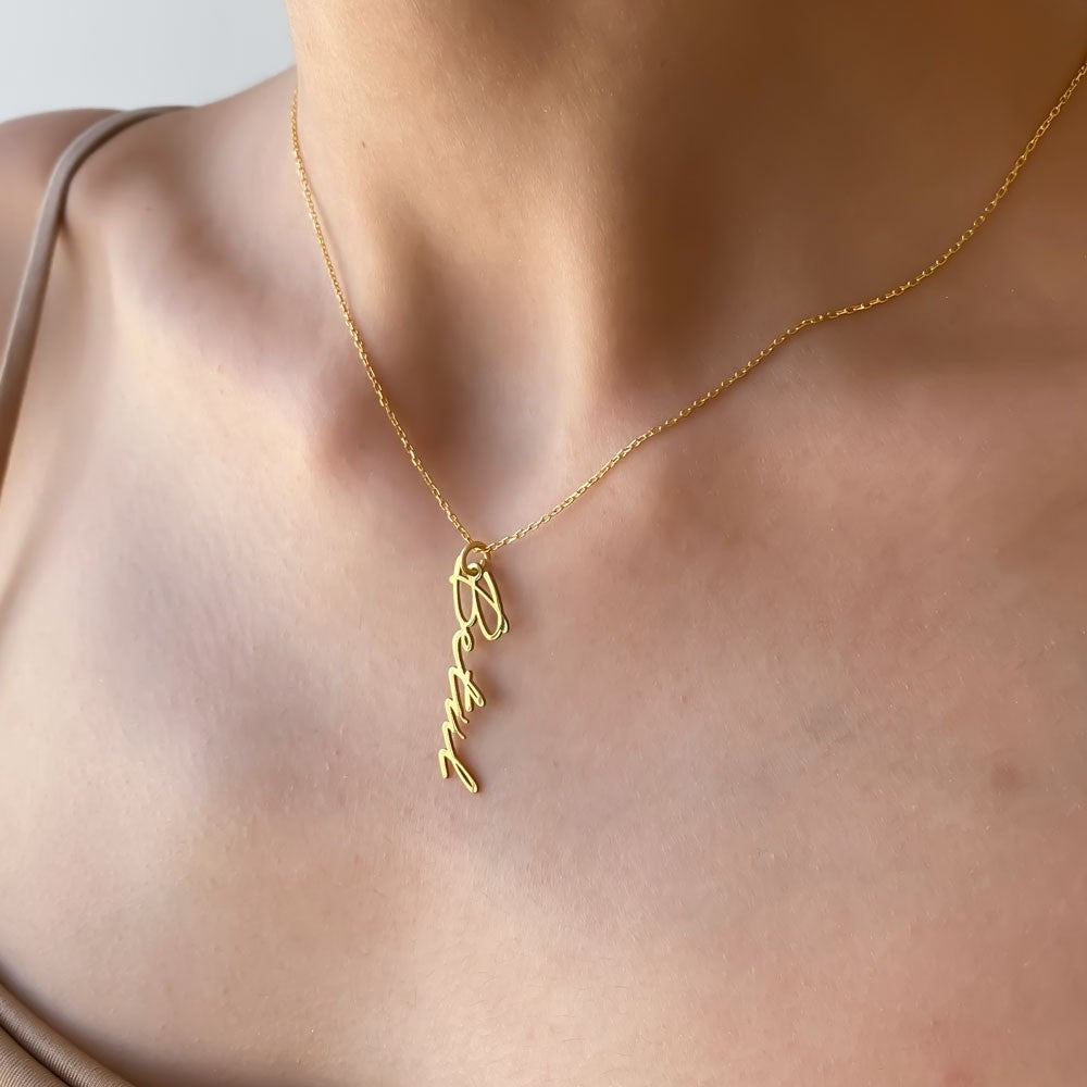 Silver necklace named handwriting