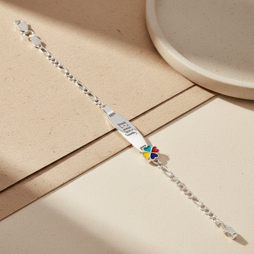 Personalized Clover Kids ID Bracelet | 925 Sterling Silver