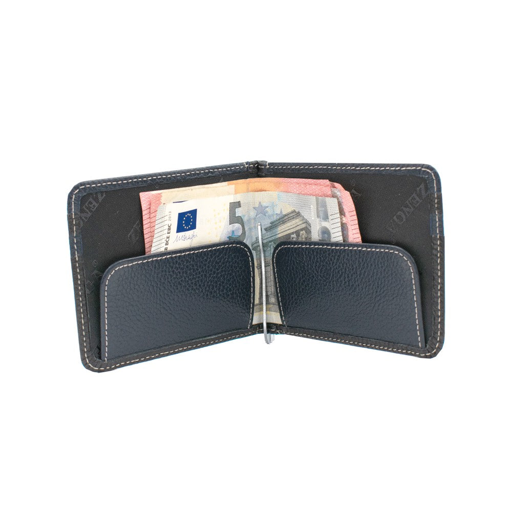 Black Blue Real Leather Wallet