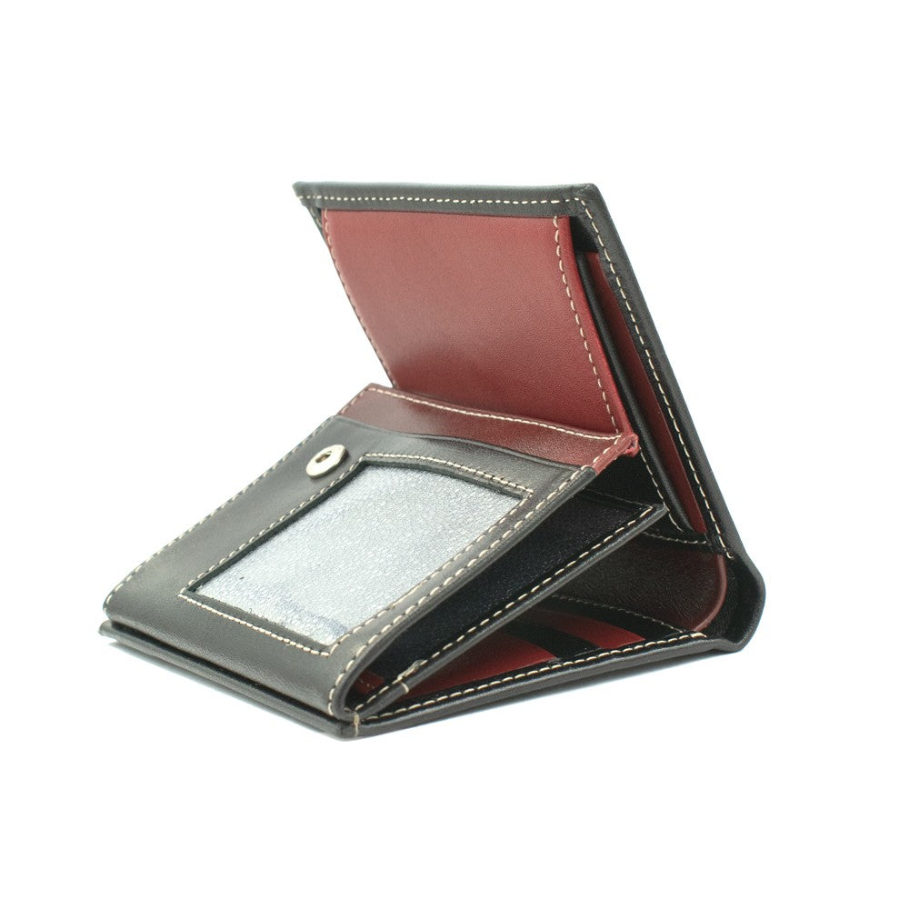 Men's Genuine Leather Wallet Combinations Red-Black Colours