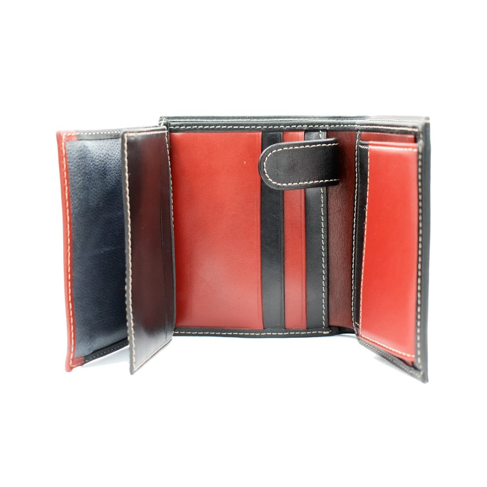 Men's Genuine Leather Wallet Combinations Red-Black Colours