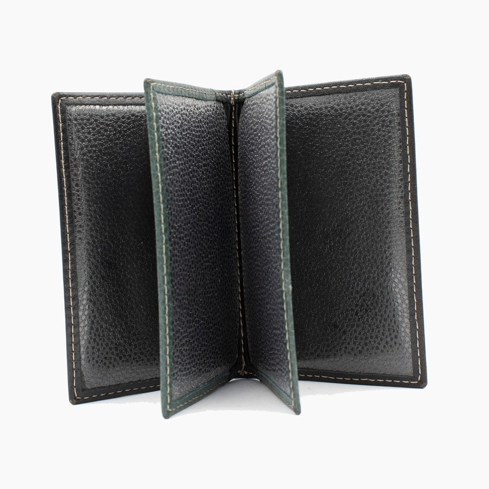 Green Black Leather Card Case