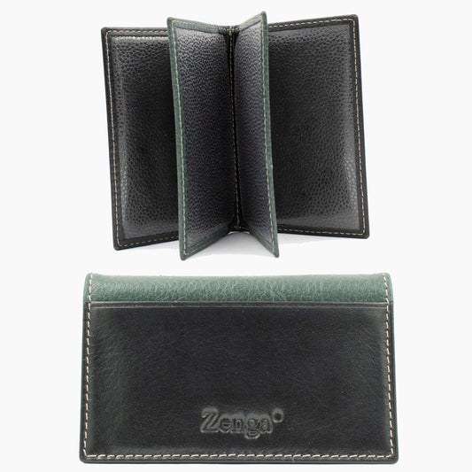 Green Black Leather Card Case