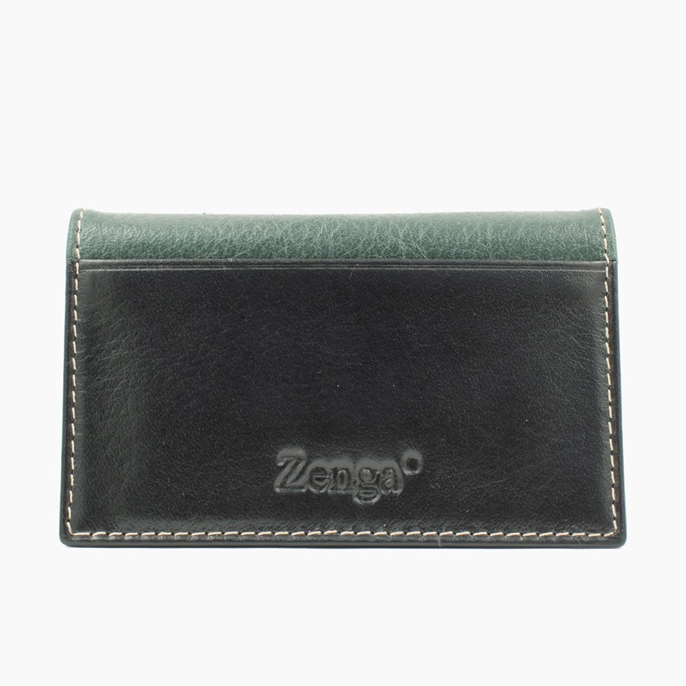 Green Black Leather Card Case