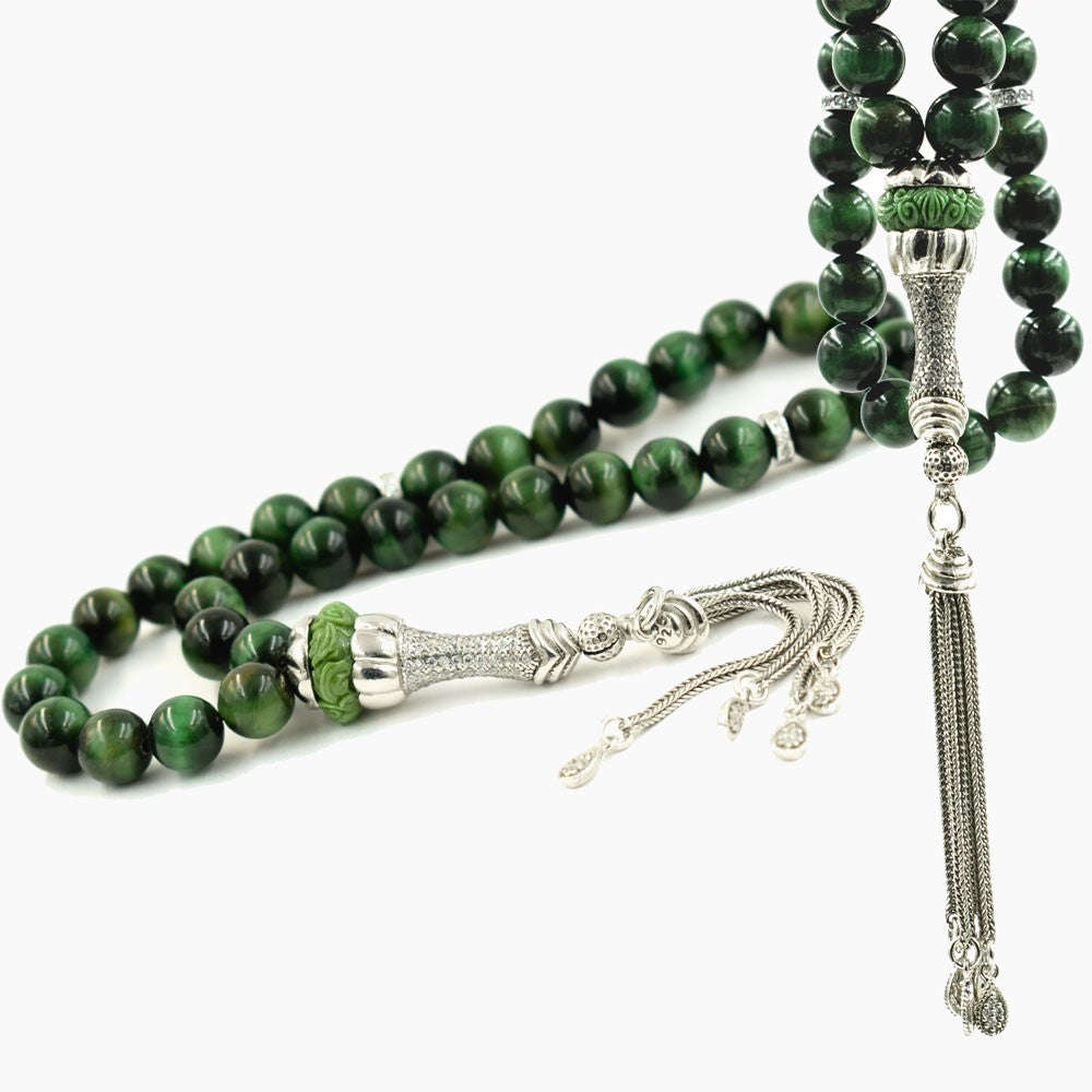 925 Sterling Silver Green Tiger Eye