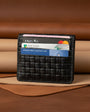 Braided real leather business card wallet