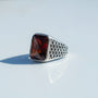 Herrenring 925er Silber mit rot Zirkon