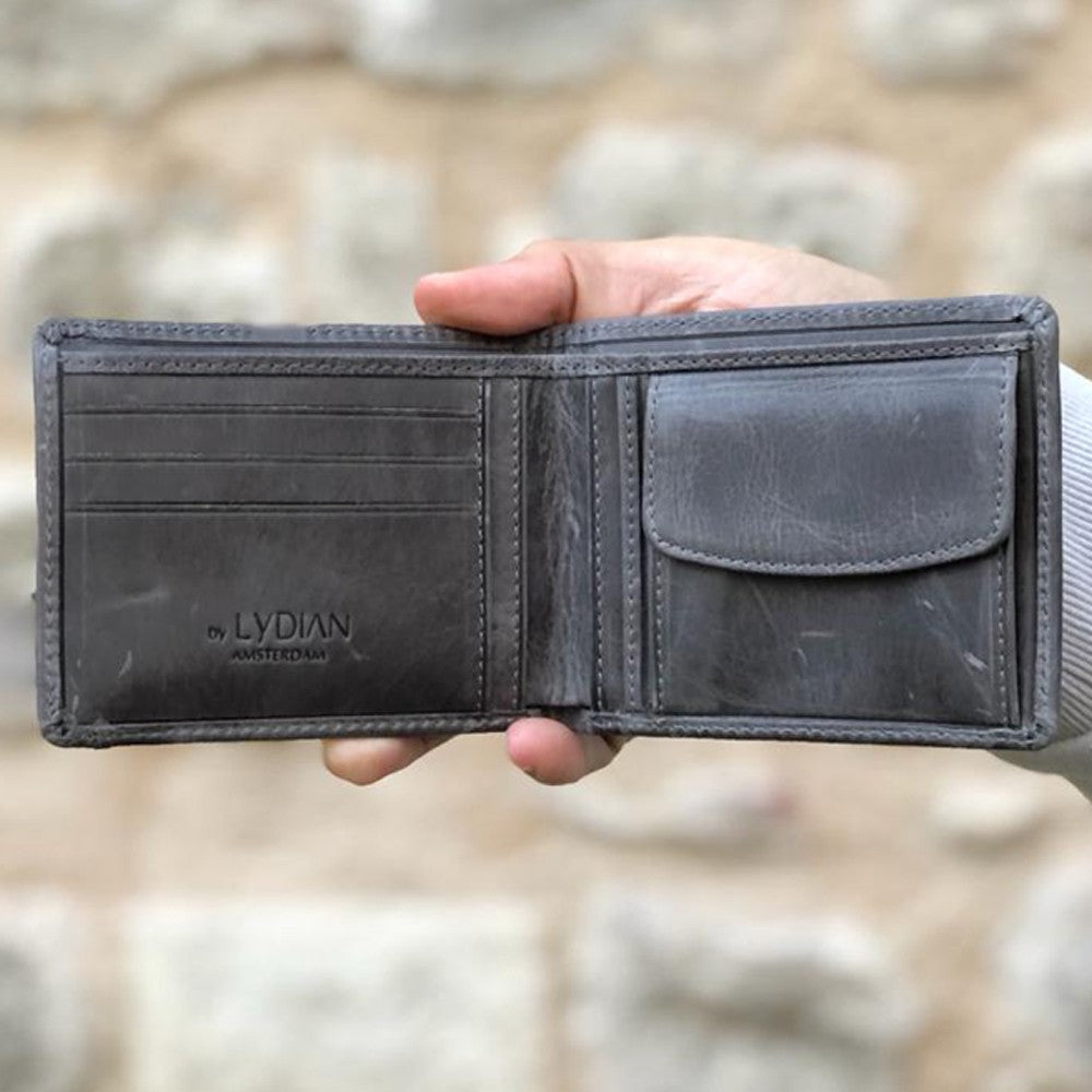 Genuine Leather Wallet Antic Grey Color