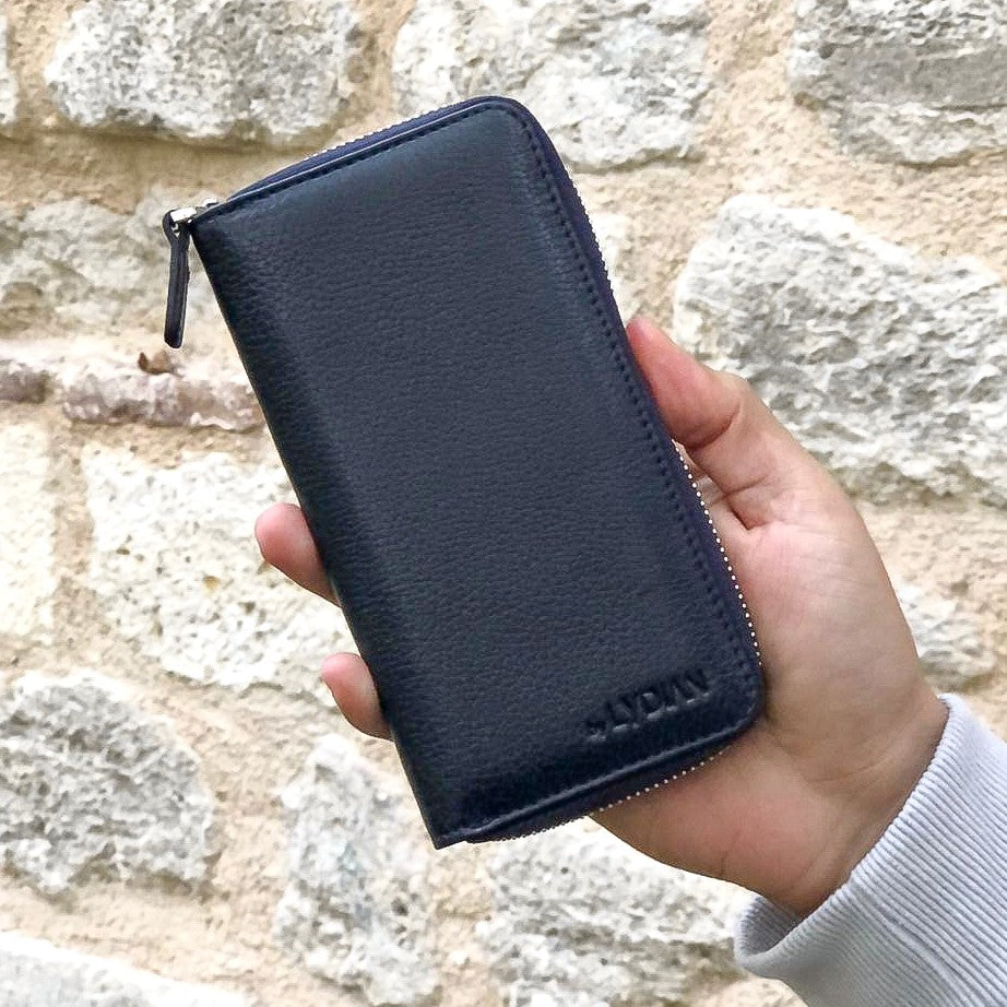 Leather Hand Wallet with Phone Entry