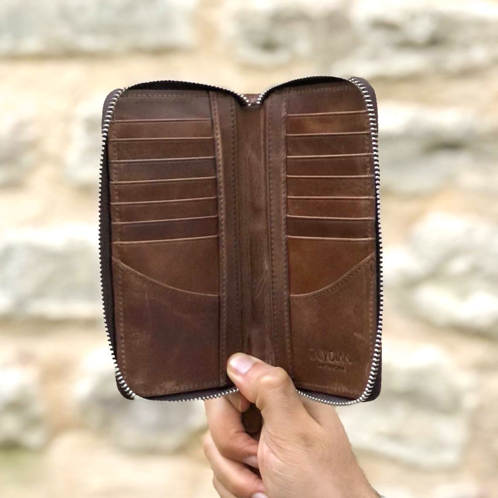 Leather Hand Wallet with Phone Entry