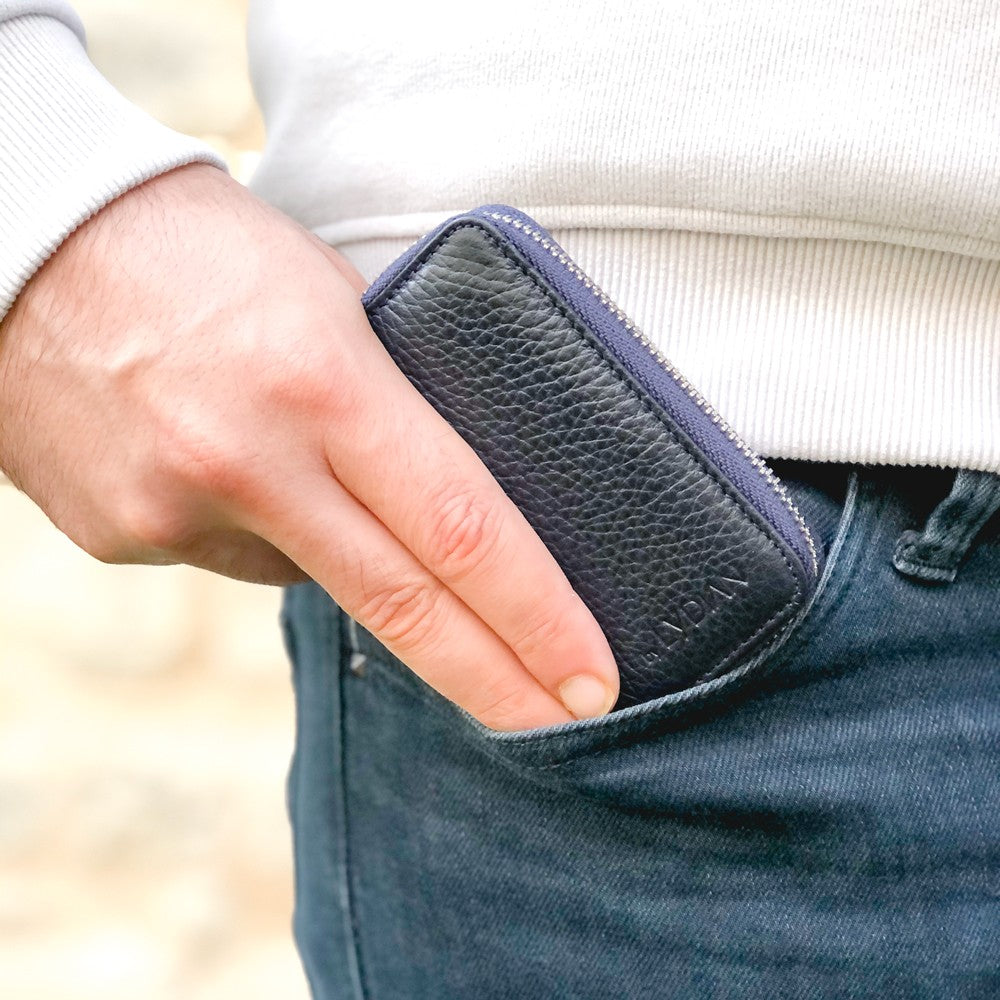 Navy Blue Genuine Leather Card Holder