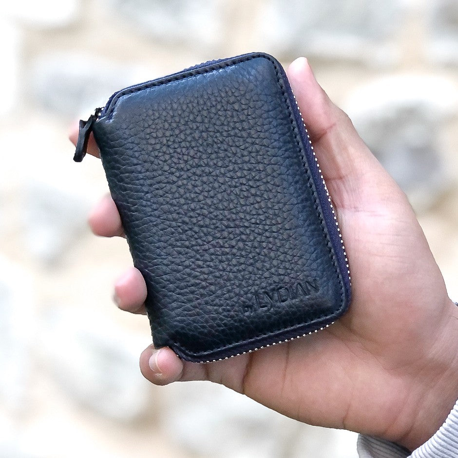 Navy Blue Genuine Leather Card Holder