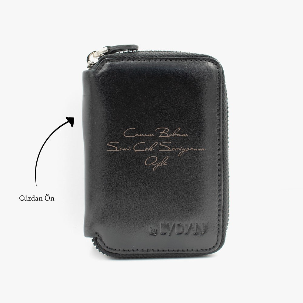 Personalized Black Genuine Leather Card Holder