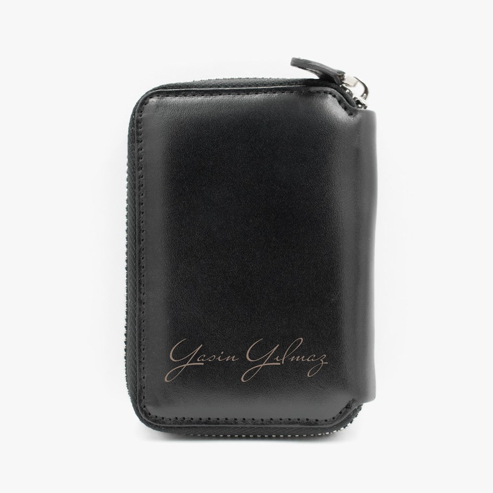 Personalized Black Genuine Leather Card Holder